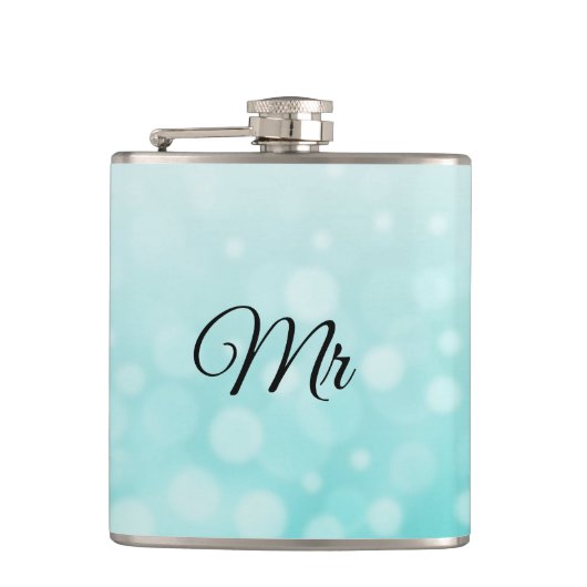 Groom oder Husbands Aquamarin Flask Flachmann (Vorderseite)