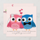 Groom Owl und Bride Owl Niedliche Einladung zur Ho (Vorne/Hinten)