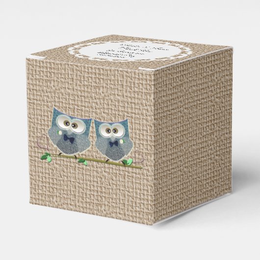 Groom Owls Art Wedding Zelt Gunst Box Geschenkschachtel (Vorderseite)