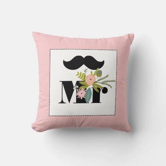 Groom Peachy Mustache Flora and Fauna Pillow Kissen (Vorderseite)