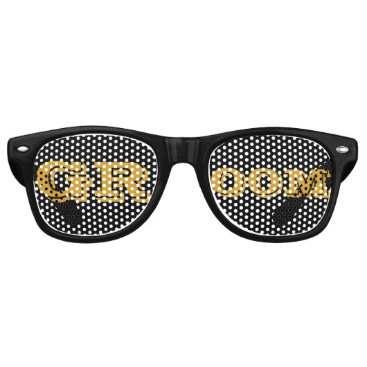 GROOM Retro Shades Gold / Fun Party Sonnenbrille (Vorderseite)