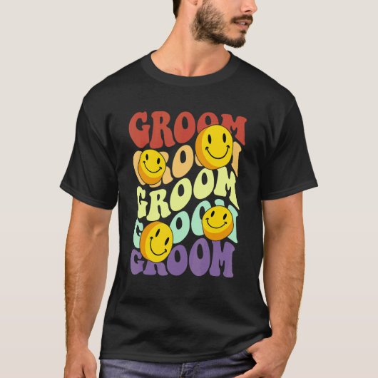 groom retro smile face wedding celebration bachelo T-Shirt (Vorderseite)