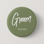 Groom Sage Green White Wedding Button (Vorderseite)