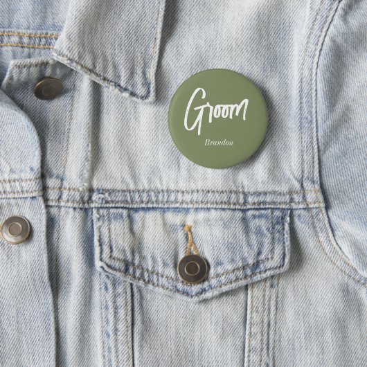 Groom Sage Green White Wedding Button (Beispiel)