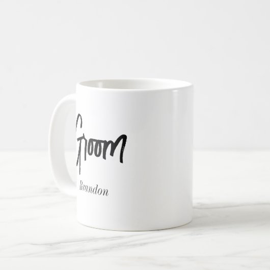 Groom Schwarz-weiß Wedding Tasse (Vorderseite Links)
