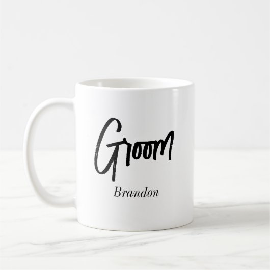 Groom Schwarz-weiß Wedding Tasse (Links)