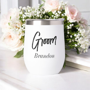 Groom Schwarz-weiße Skripthochzeit