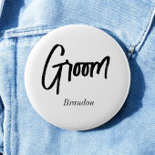 Groom Schwarz-weiße Skripthochzeit Button