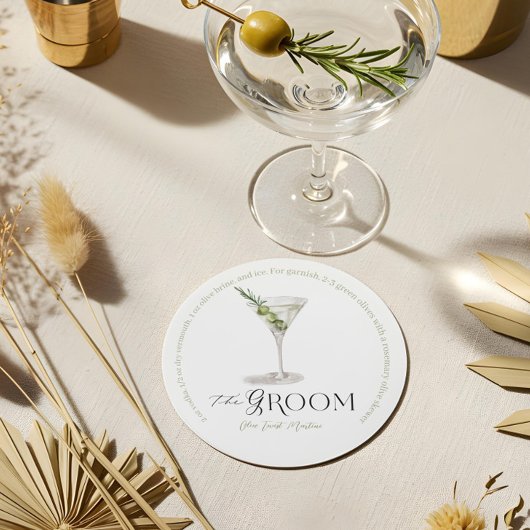 Groom Signature Cocktail Wasserfarbe Hochzeitsgetr Runder Pappuntersetzer