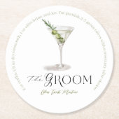 Groom Signature Cocktail Wasserfarbe Hochzeitsgetr Runder Pappuntersetzer (Vorderseite)