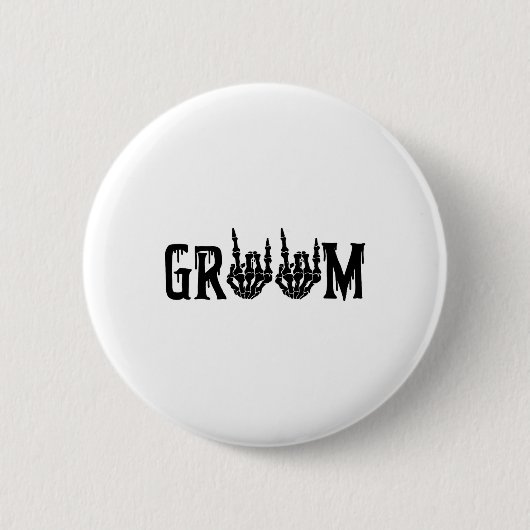 Groom Skeleton Hand Bride Halloween Bachel Button (Vorderseite)
