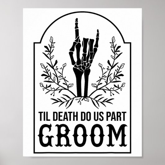 Groom Skeleton Hand Paare Matching Wedding Hallo Poster (Vorne)