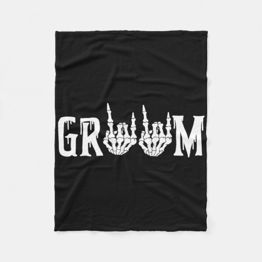 Groom Skeleton Rock Hand Halloween Bachelo Fleecedecke (Vorderseite)
