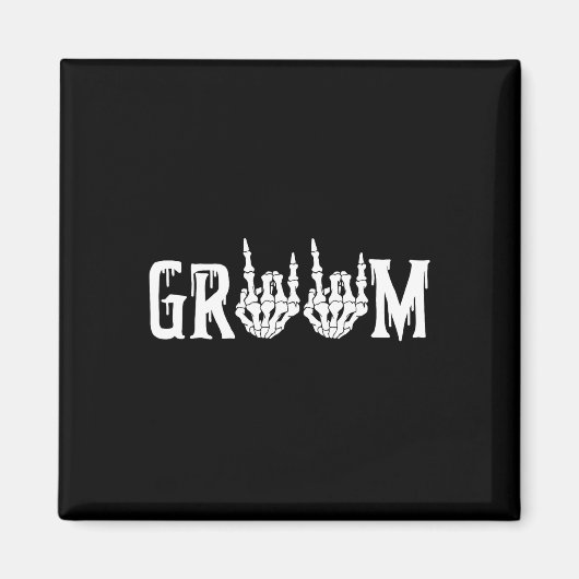 Groom Skeleton Rock Hand Halloween Bachelo Magnet (Vorne)