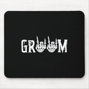 Groom Skeleton Rock Hand Halloween Bachelo Mousepad