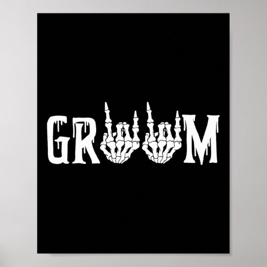 Groom Skeleton Rock Hand Halloween Bachelo Poster (Vorne)