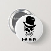 Groom Skull mit Hat Bride Halloween Wedding Bache Button (Vorne & Hinten)