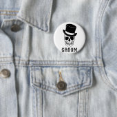 Groom Skull mit Hat Bride Halloween Wedding Bache Button (Beispiel)