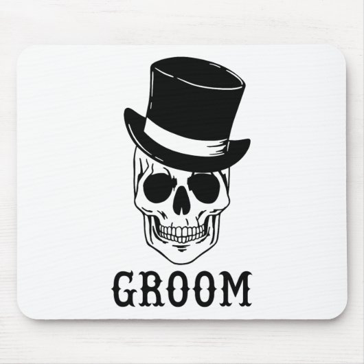 Groom Skull mit Hat Bride Halloween Wedding Bache Mousepad (Vorne)
