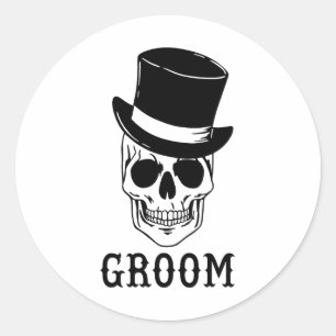 Groom Skull mit Hat Bride Halloween Wedding Bache Runder Aufkleber