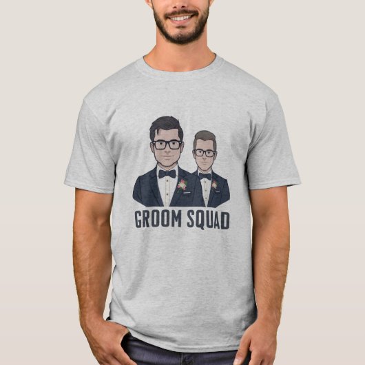 Groom Squad - Cartoon Groomsmen T-Shirt (Vorderseite)