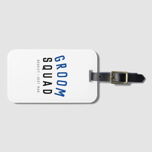 Groom Squad | Moderner Bachelor Trauzeuge Stilvoll Gepäckanhänger (Vorderseite (Horizontal))