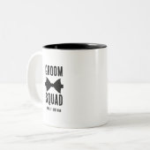 Groom Squad | Moderner Bachelor Trauzeuge Stylish  Zweifarbige Tasse (Vorderseite Links)