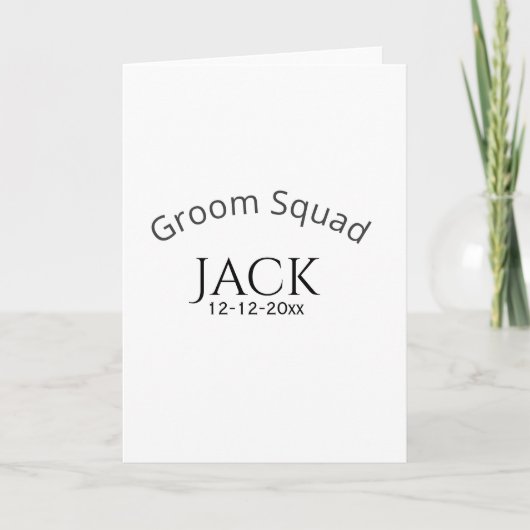 Groom squad name date year bold letter bachelorett karte (Vorderseite)