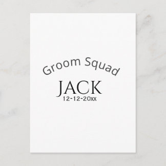 Groom squad name date year bold letter bachelorett postkarte