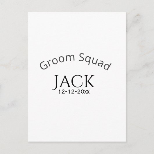 Groom squad name date year bold letter bachelorett postkarte (Vorderseite)