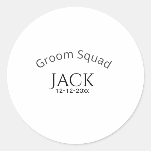 Groom squad name date year bold letter bachelorett runder aufkleber (Vorderseite)