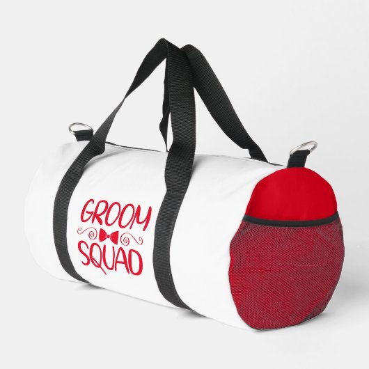 GROOM SQUAD Red White Duffle Bag (Rechte Ecke)