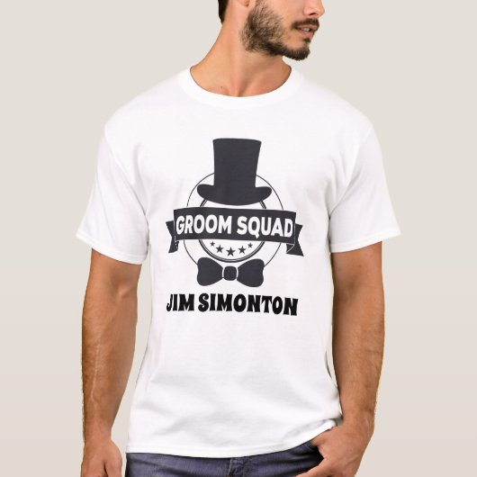 Groom Squad Schwarz-weiß Bachelor Party T-Shirt (Vorderseite)