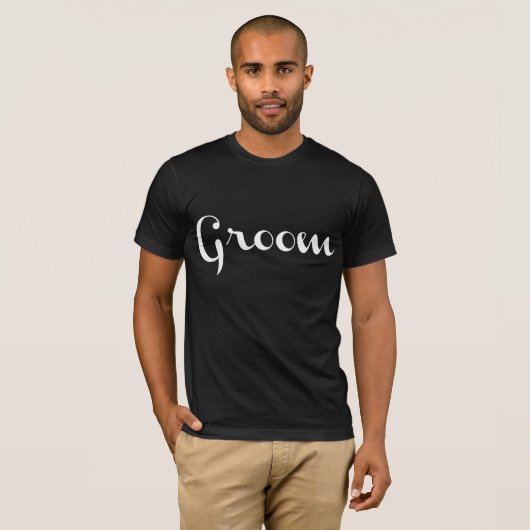 Groom T-Shirt Weiß auf Schwarz (Vorne ganz)
