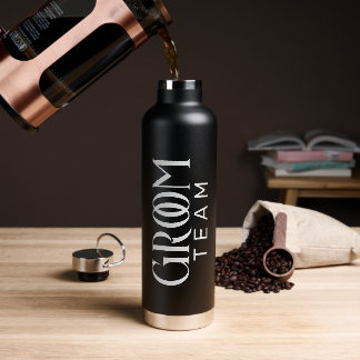 Groom Team favorisiert Schwarz-weiße Typografie Trinkflasche