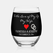 Groom to Bridge Monogram Black Silver Rings Weinglas Ohne Stiel (Vorderseite)