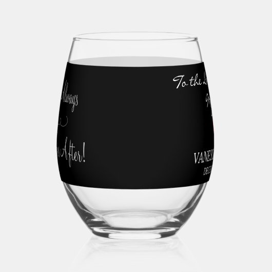 Groom to Bridge Monogram Black Silver Rings Weinglas Ohne Stiel (Rechts)