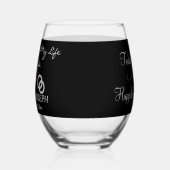 Groom to Bridge Monogram Black Silver Rings Weinglas Ohne Stiel (Links)