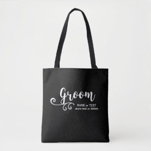 Groom Tote Bag   Coole Schwarz-weiße Schrift Tasche