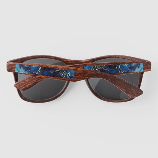 Groom Trauzeuge Blue Wedding Custom Sonnenbrille (Rückseite)