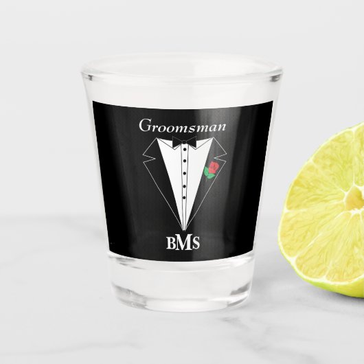 Groom, Trauzeuge und Trauzeuge Bachelor Party Schnapsglas (Vorderseite)