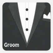 Groom Tux Quadratischer Aufkleber (Vorderseite)