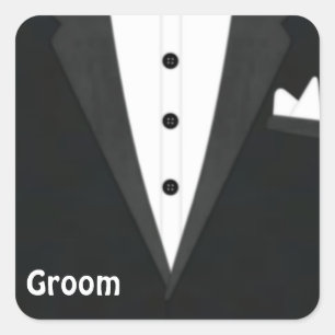 Groom Tux Quadratischer Aufkleber