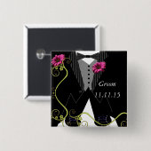 Groom Tuxedo Bow Tie Tennis Shoe Wedding Badges Button (Vorne & Hinten)