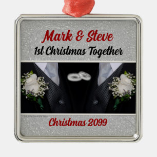 Groom und Groom Gay Ehe 1. Weihnachten Ornament Aus Metall