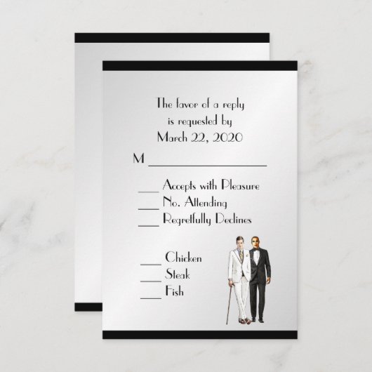 Groom und Groom Menü Hochzeit RSVP Klasse Silver (Vorne/Hinten)