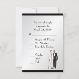 Groom und Groom Menü Hochzeit RSVP Klasse Silver Karte