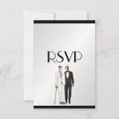 Groom und Groom Menü Hochzeit RSVP Klasse Silver Karte (Rückseite)