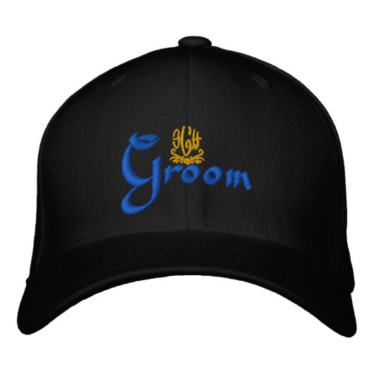 Groom Wedding Black Bestickte Baseballkappe (Vorderseite)