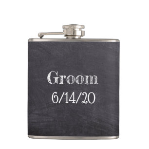 Groom Wedding Black Chalkboard Whisky Flask Flachmann